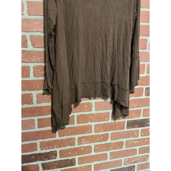 Vine Street Brown Asymmetrical Long Sleeve Top - L - Picture 4 of 7